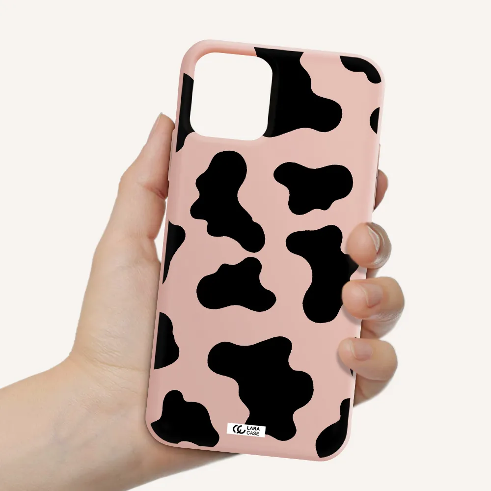 Cow Print Apple iPhone 11 pro max Silicone pastel pink Case
