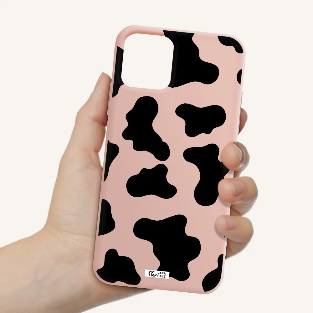 Cow Print Apple iPhone 11 pro Silicone pastel pink Case