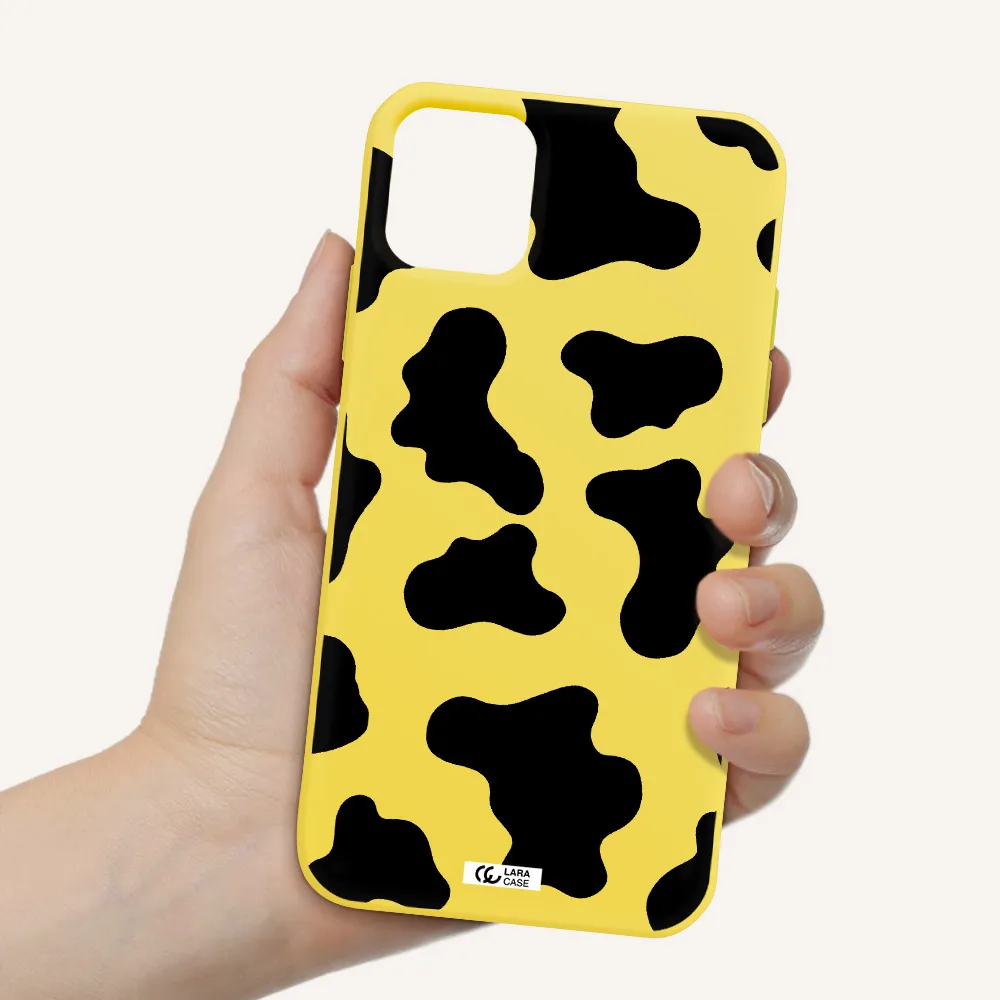 Cow Print Apple iPhone 11 Silicone canary yellow Case