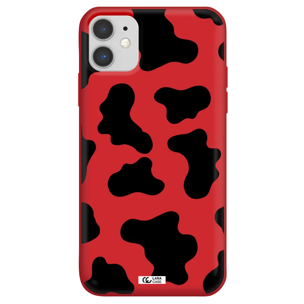 Cow Print Apple iPhone 11 Silicone Imperial Red Case