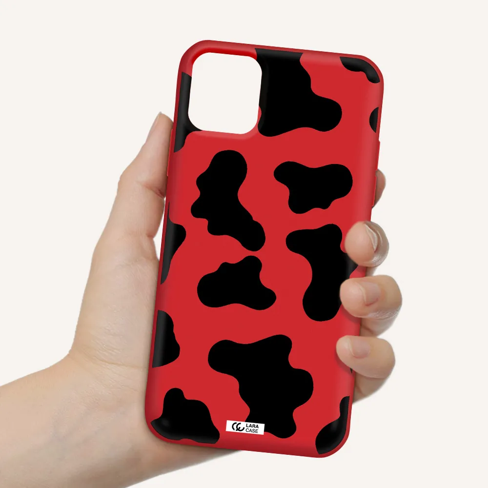 Cow Print Apple iPhone 11 Silicone Imperial Red Case