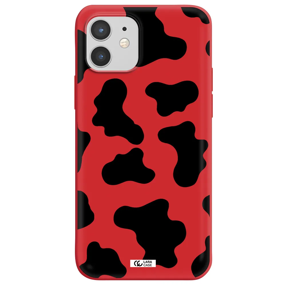 Cow Print Apple iPhone 12 mini Silicone Imperial Red Case