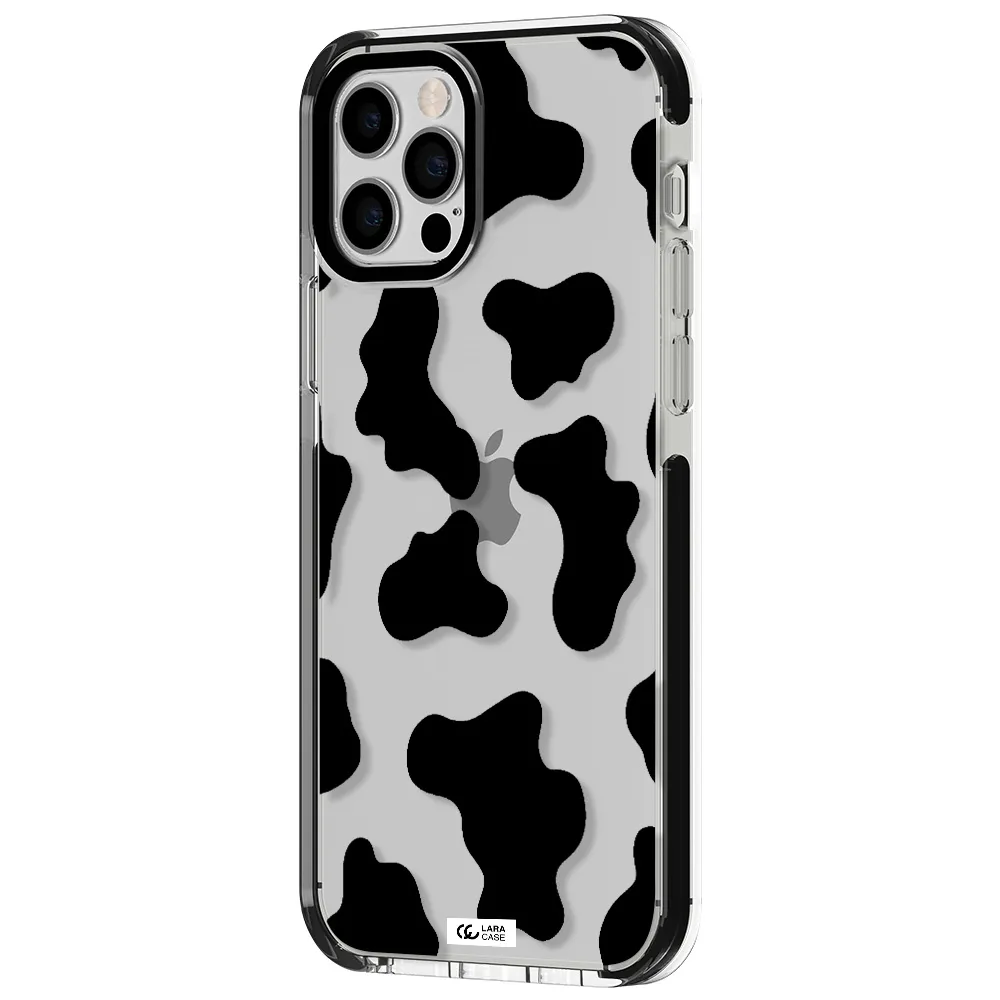 Cow Print Apple iPhone 12 pro impact black border Case