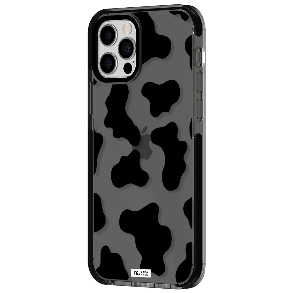 Cow Print Apple iPhone 12 pro impact Smoke Black Case
