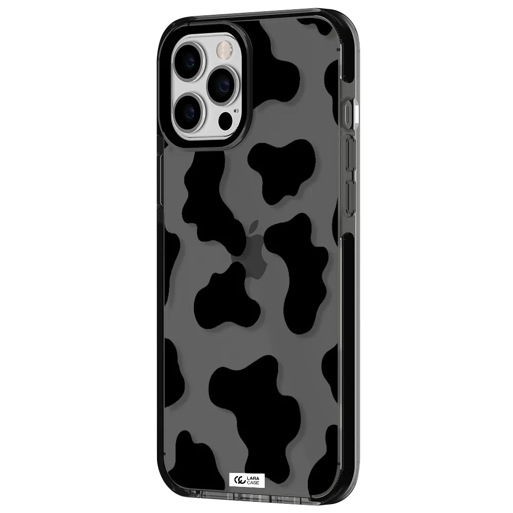 Cow Print Apple iPhone 12 pro max impact Smoke Black Case