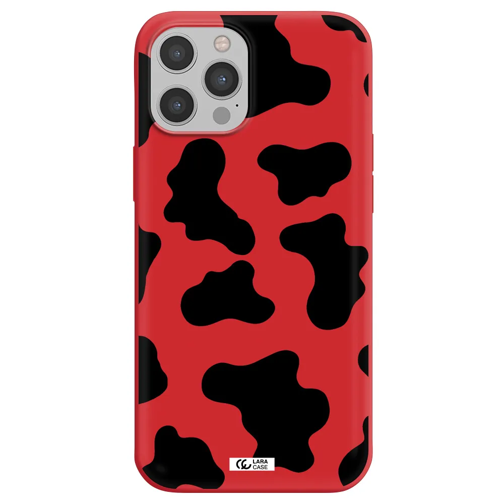 Cow Print Apple iPhone 12 pro max Silicone Imperial Red Case