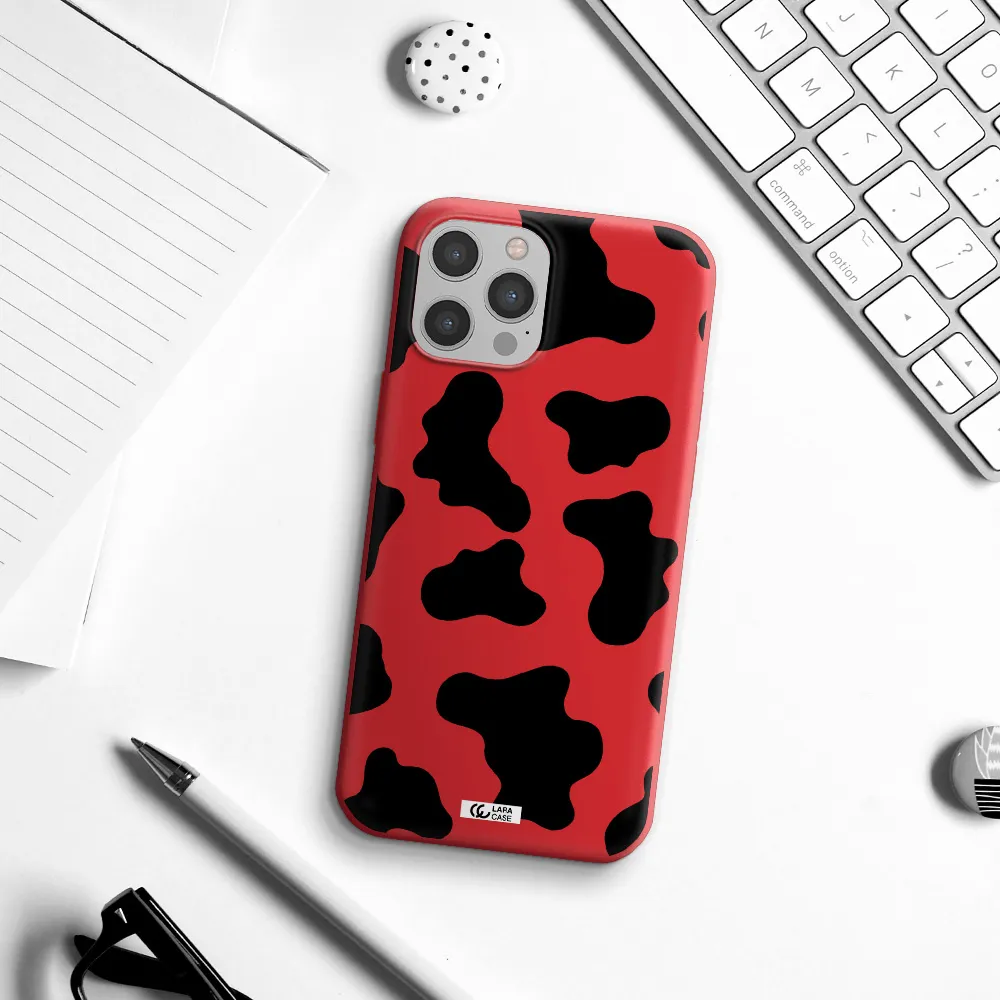 Cow Print Apple iPhone 12 pro max Silicone Imperial Red Case