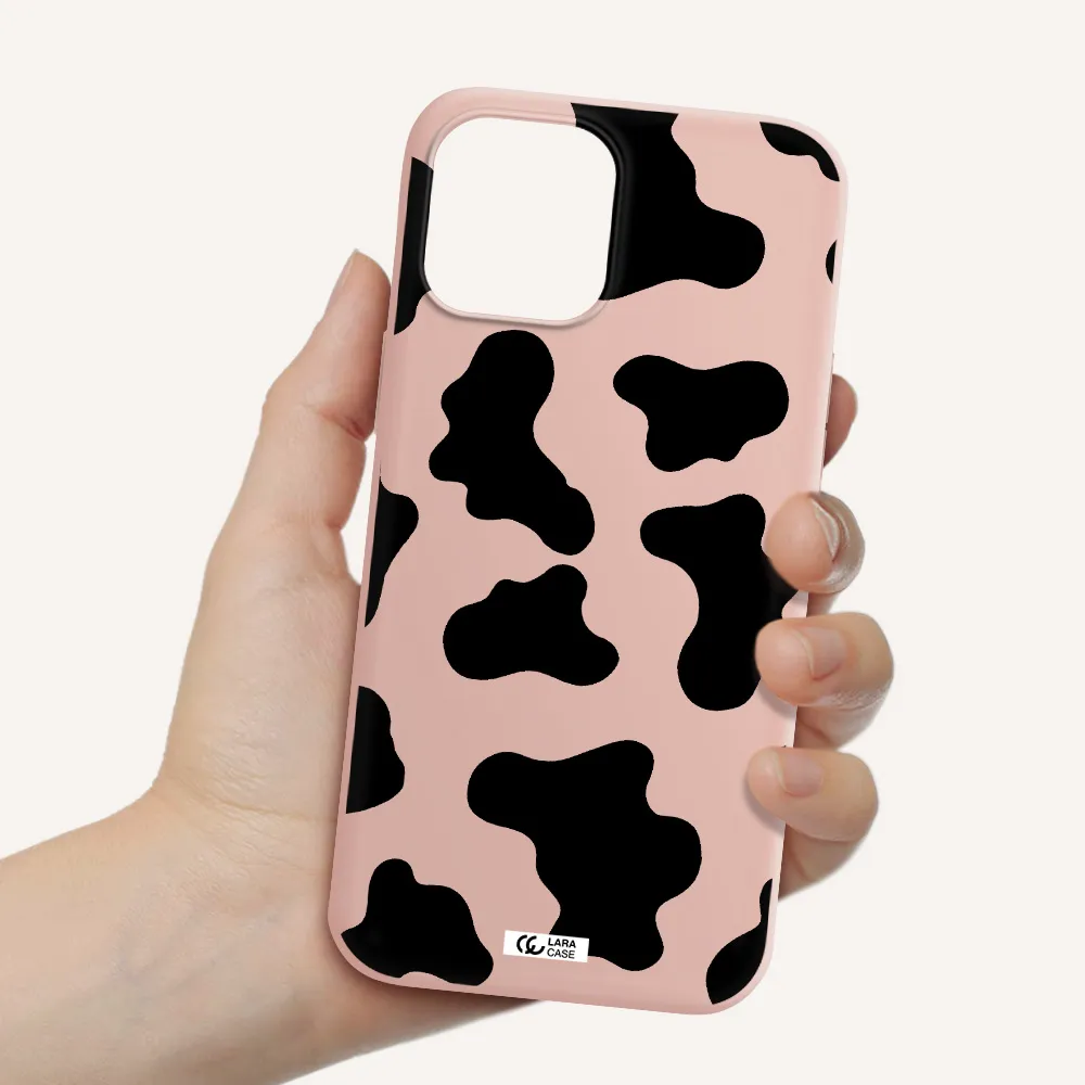 Cow Print Apple iPhone 12 pro max Silicone pastel pink Case