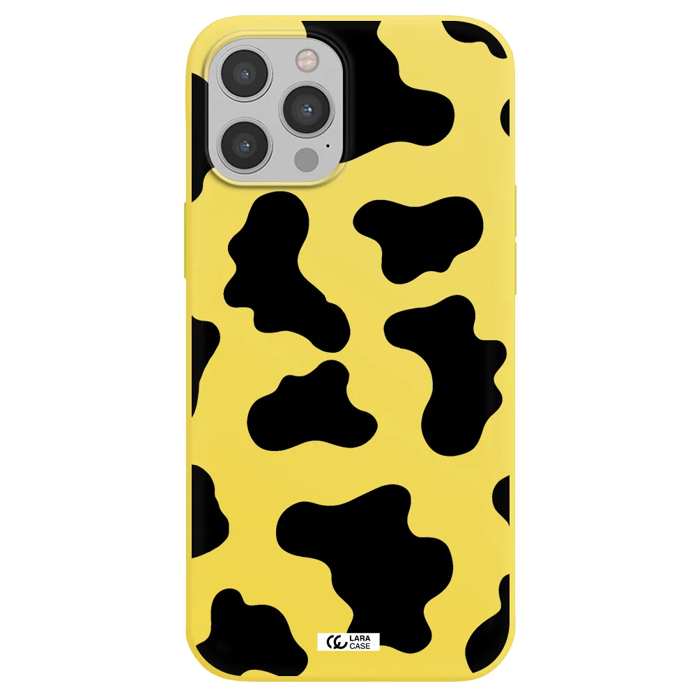 Cow Print Apple iPhone 12 pro Silicone canary yellow Case