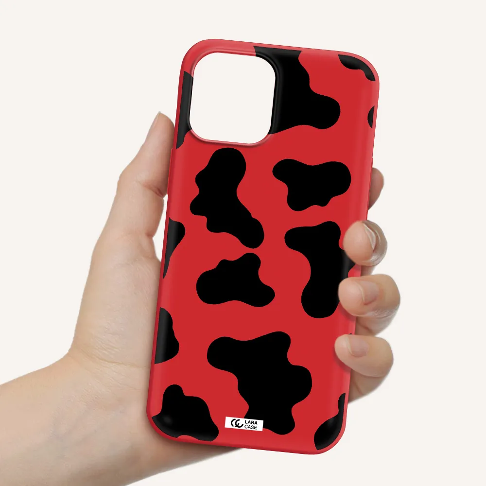 Cow Print Apple iPhone 12 pro Silicone Imperial Red Case