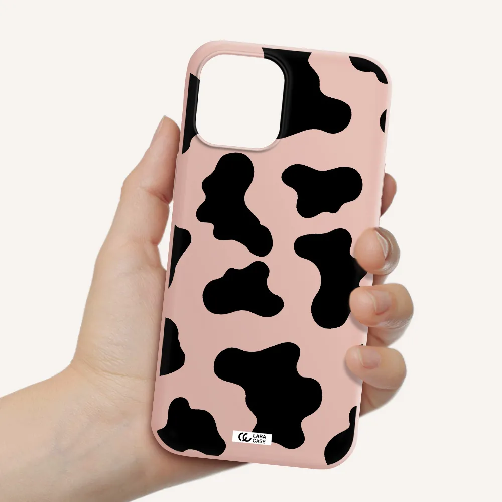 Cow Print Apple iPhone 12 pro Silicone pastel pink Case