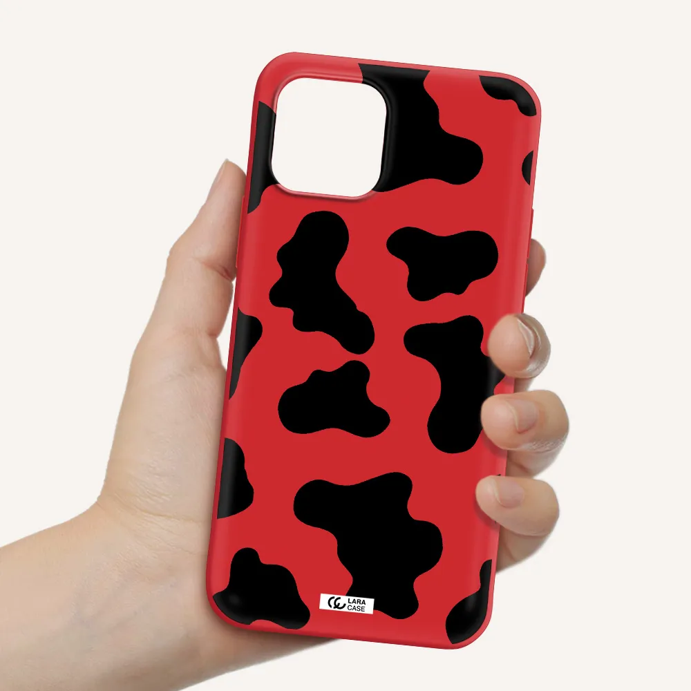 Cow Print Apple iPhone 12 Silicone Imperial Red Case