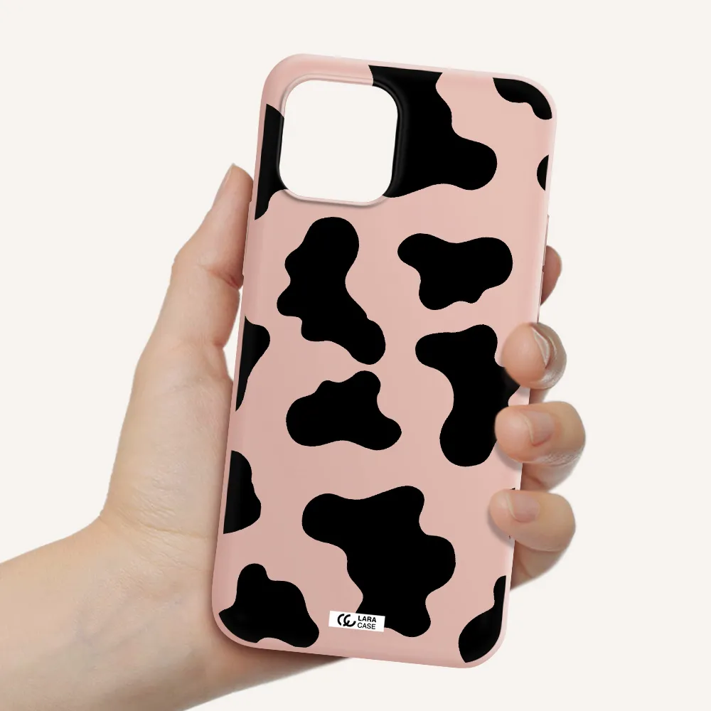 Cow Print Apple iPhone 12 Silicone pastel pink Case
