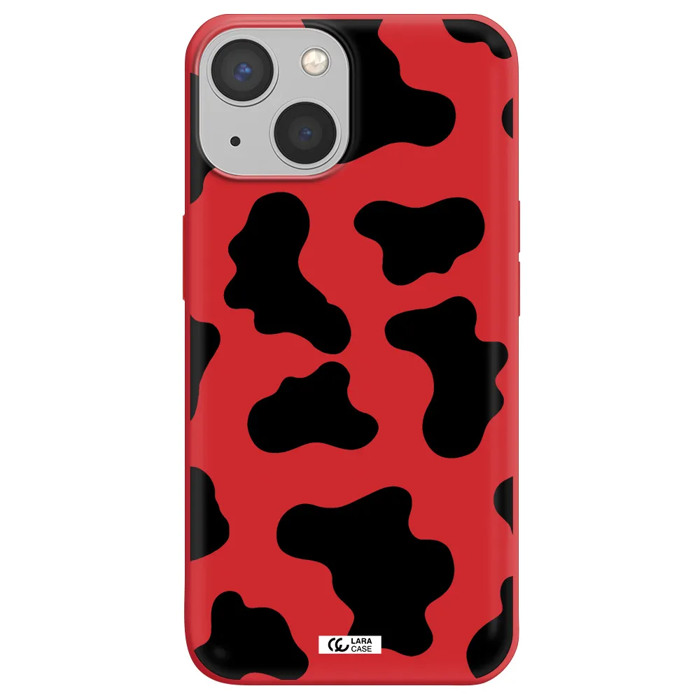 Cow Print Apple iPhone 13 mini Silicone Imperial Red Case
