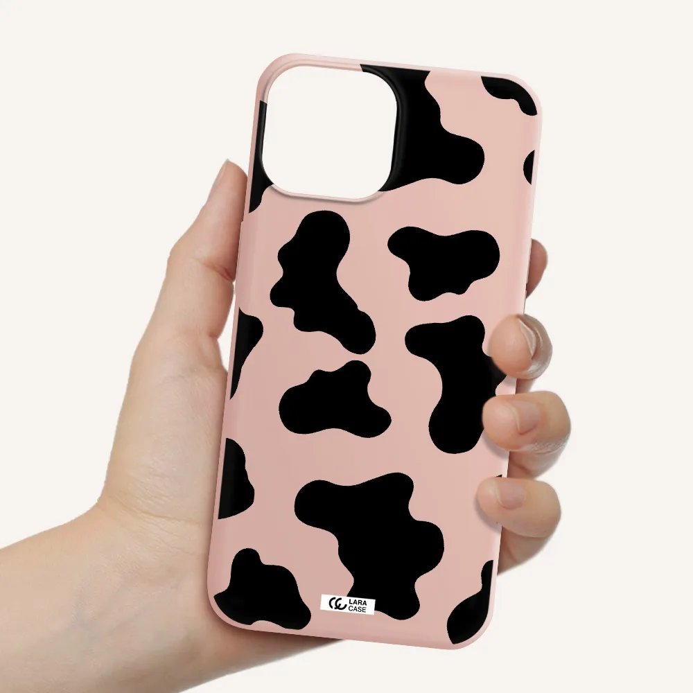 Cow Print Apple iPhone 13 mini Silicone pastel pink Case