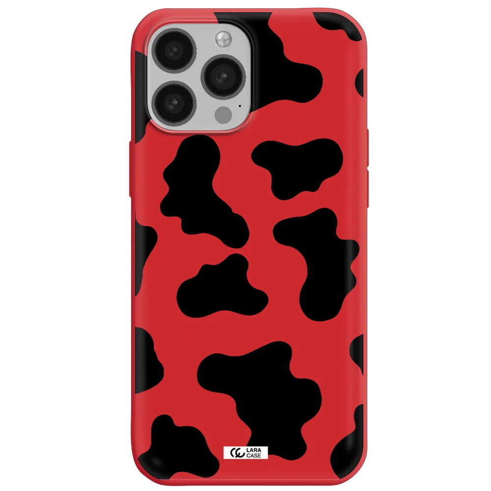Cow Print Apple iPhone 13 Pro Max Silicone Imperial Red Case