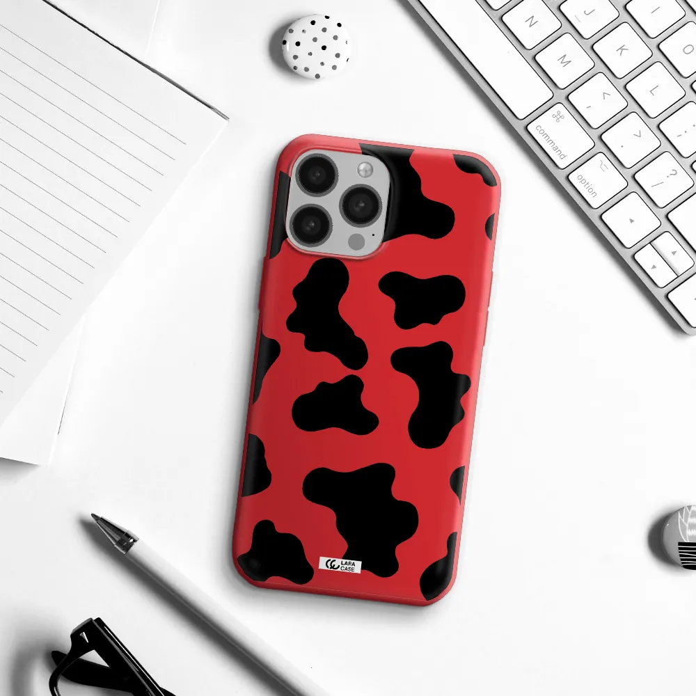 Cow Print Apple iPhone 13 Pro Max Silicone Imperial Red Case