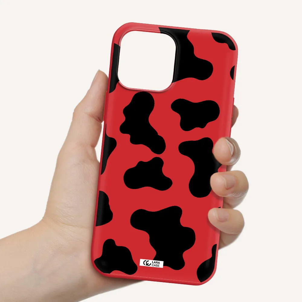 Cow Print Apple iPhone 13 Pro Silicone Imperial Red Case
