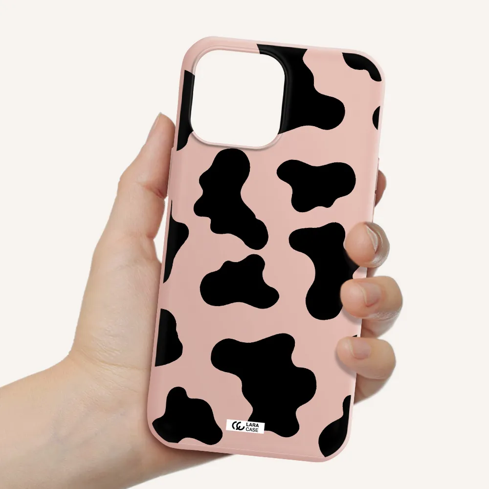 Cow Print Apple iPhone 13 Pro Silicone pastel pink Case