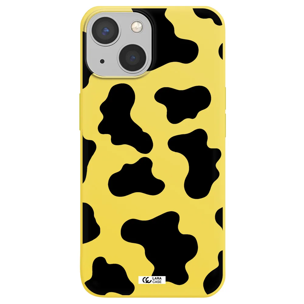 Cow Print Apple iPhone 13 Silicone canary yellow Case