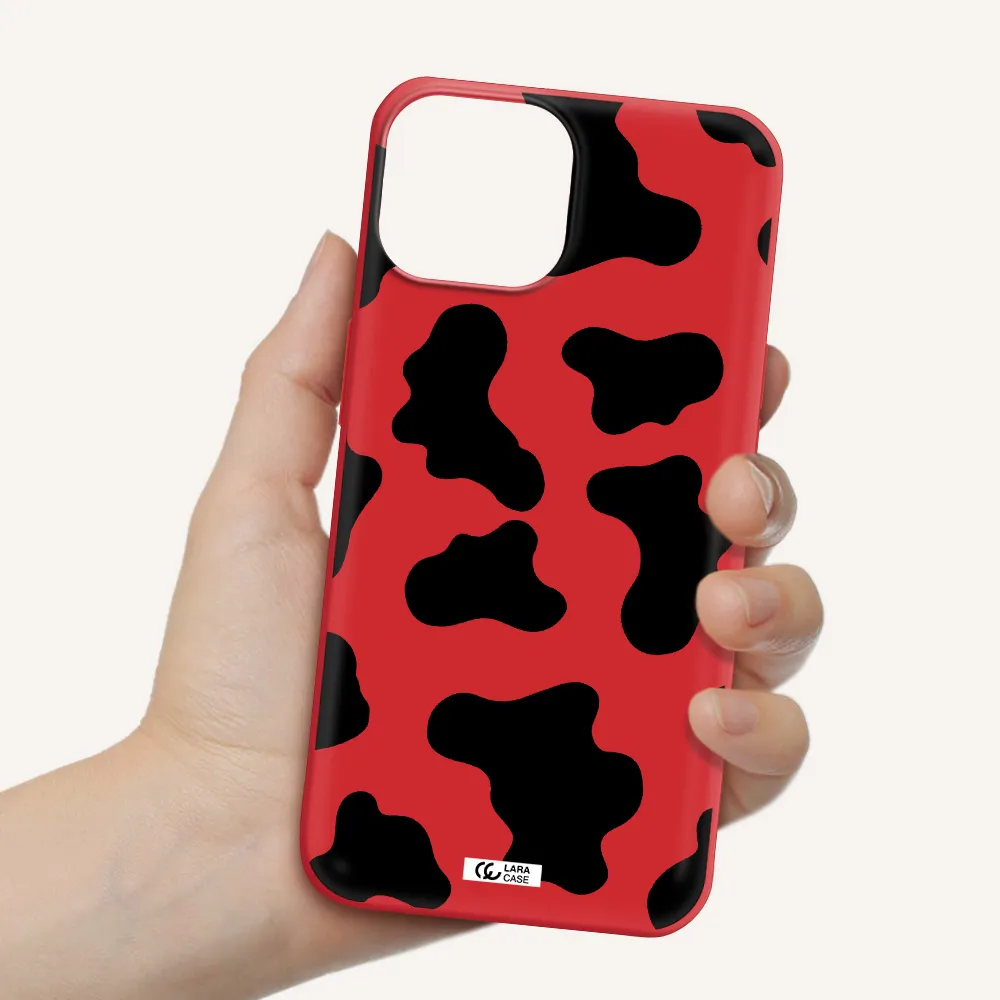 Cow Print Apple iPhone 13 Silicone Imperial Red Case