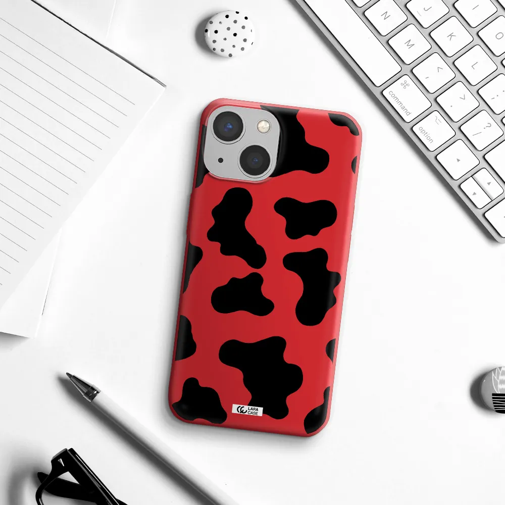 Cow Print Apple iPhone 13 Silicone Imperial Red Case