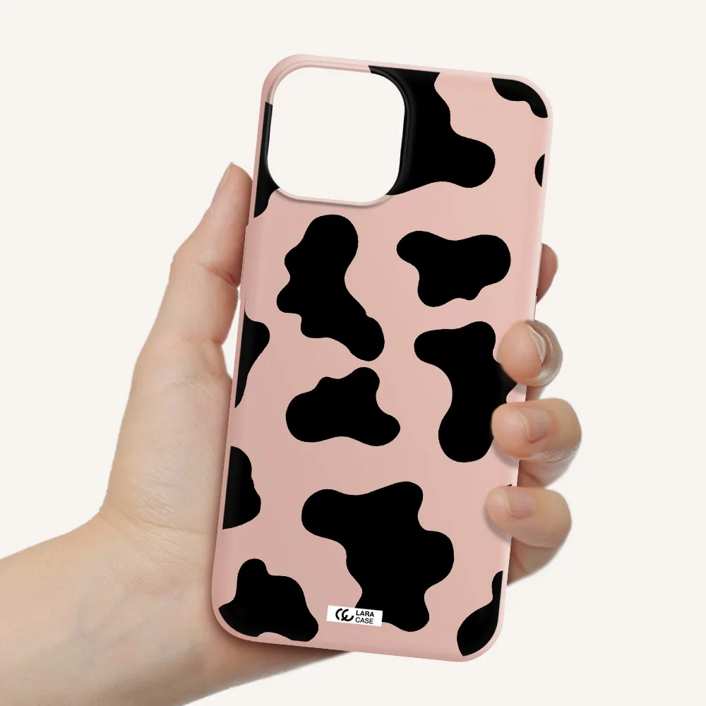 Cow Print Apple iPhone 13 Silicone pastel pink Case