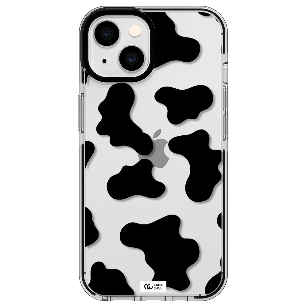 Cow Print Apple iPhone 14 impact black border Case