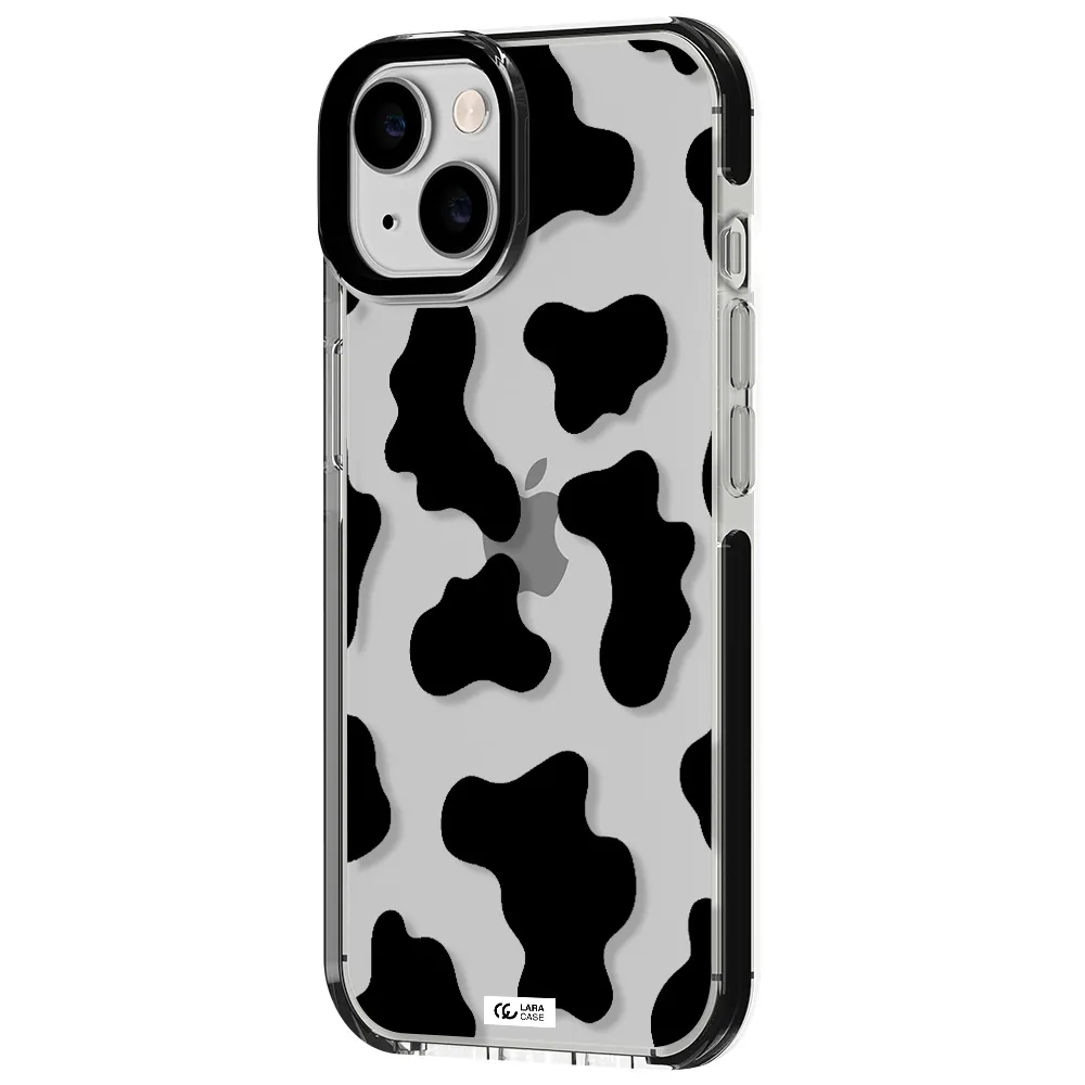 Cow Print Apple iPhone 14 impact black border Case