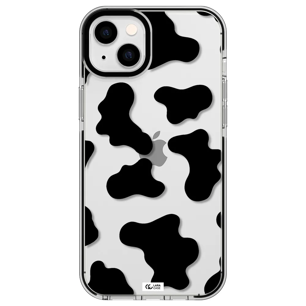 Cow Print Apple iPhone 14 plus impact black border Case