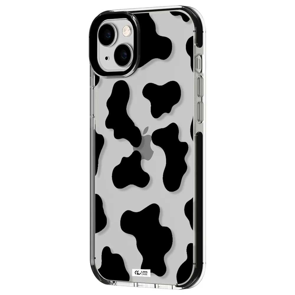Cow Print Apple iPhone 14 plus impact black border Case