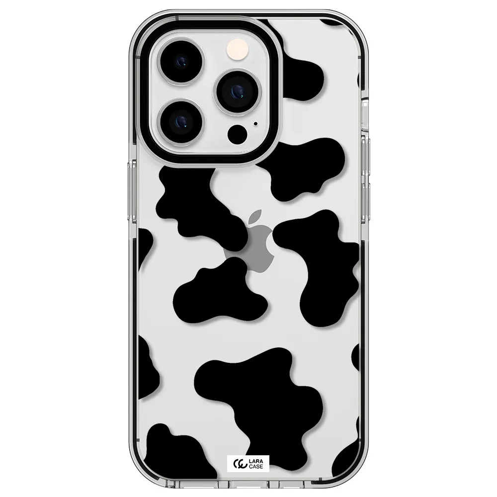 Cow Print Apple iPhone 14 pro impact black border Case