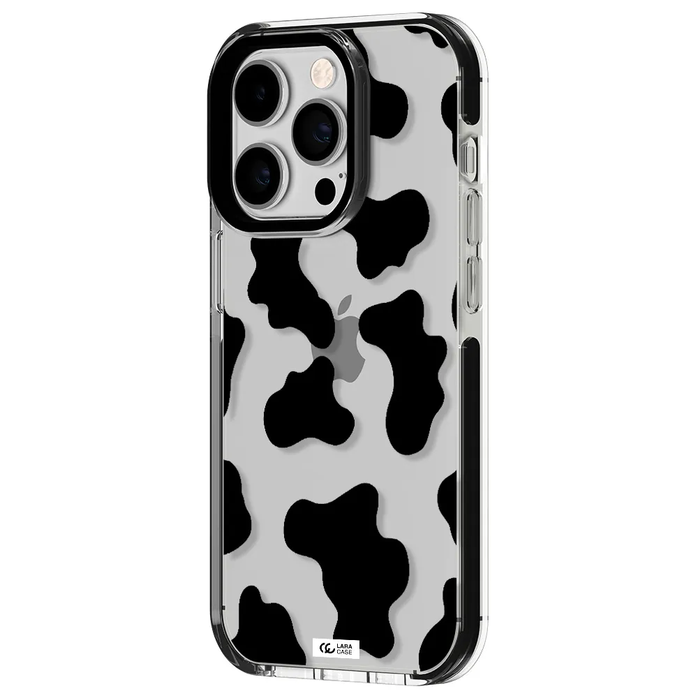 Cow Print Apple iPhone 14 pro impact black border Case