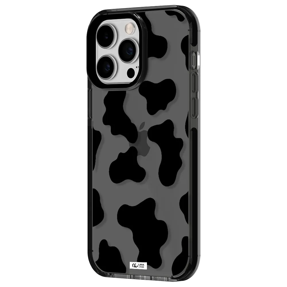 Cow Print Apple iPhone 14 pro max impact Smoke Black Case