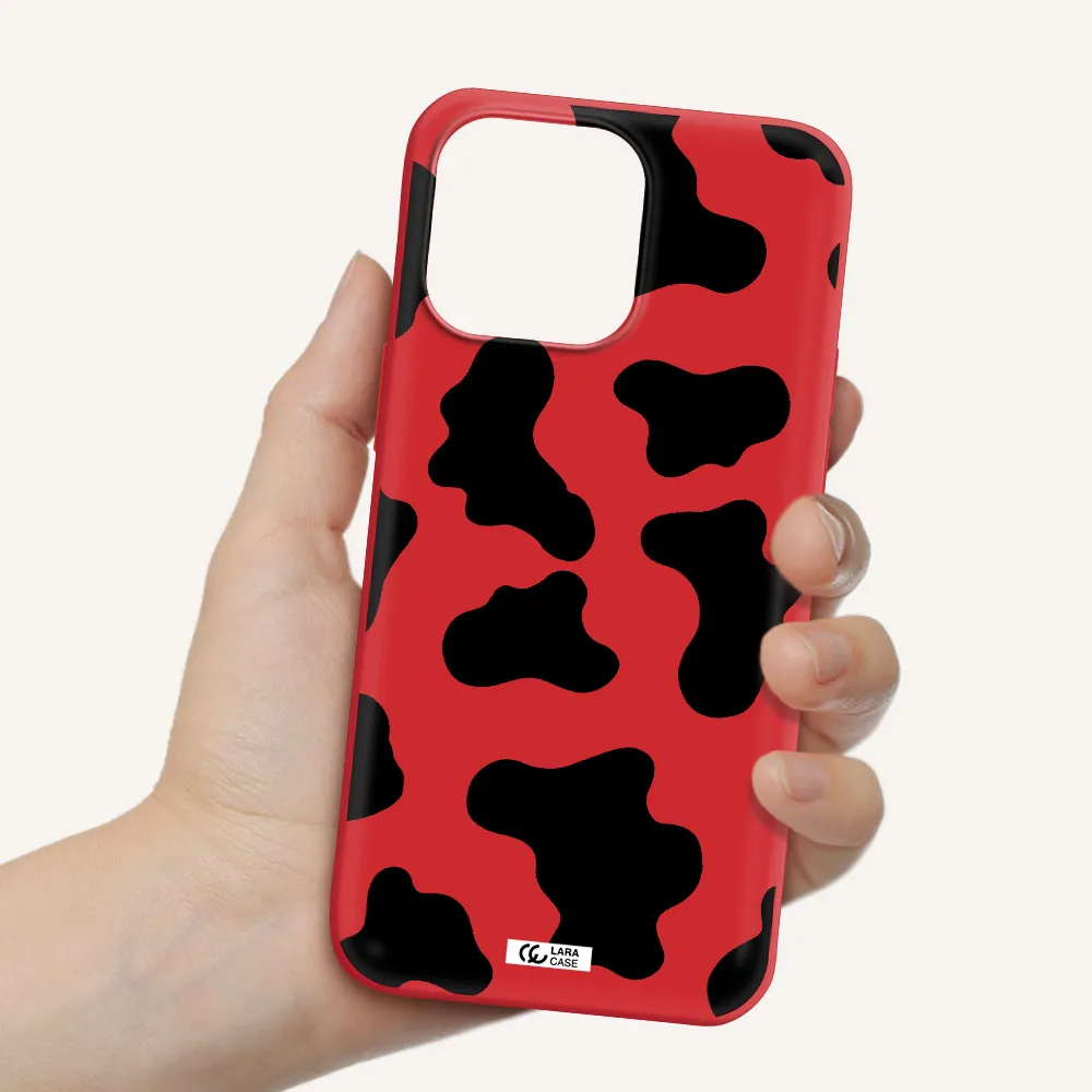 Cow Print Apple iPhone 14 pro Silicone Imperial Red Case