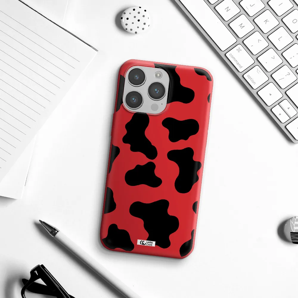 Cow Print Apple iPhone 14 pro Silicone Imperial Red Case