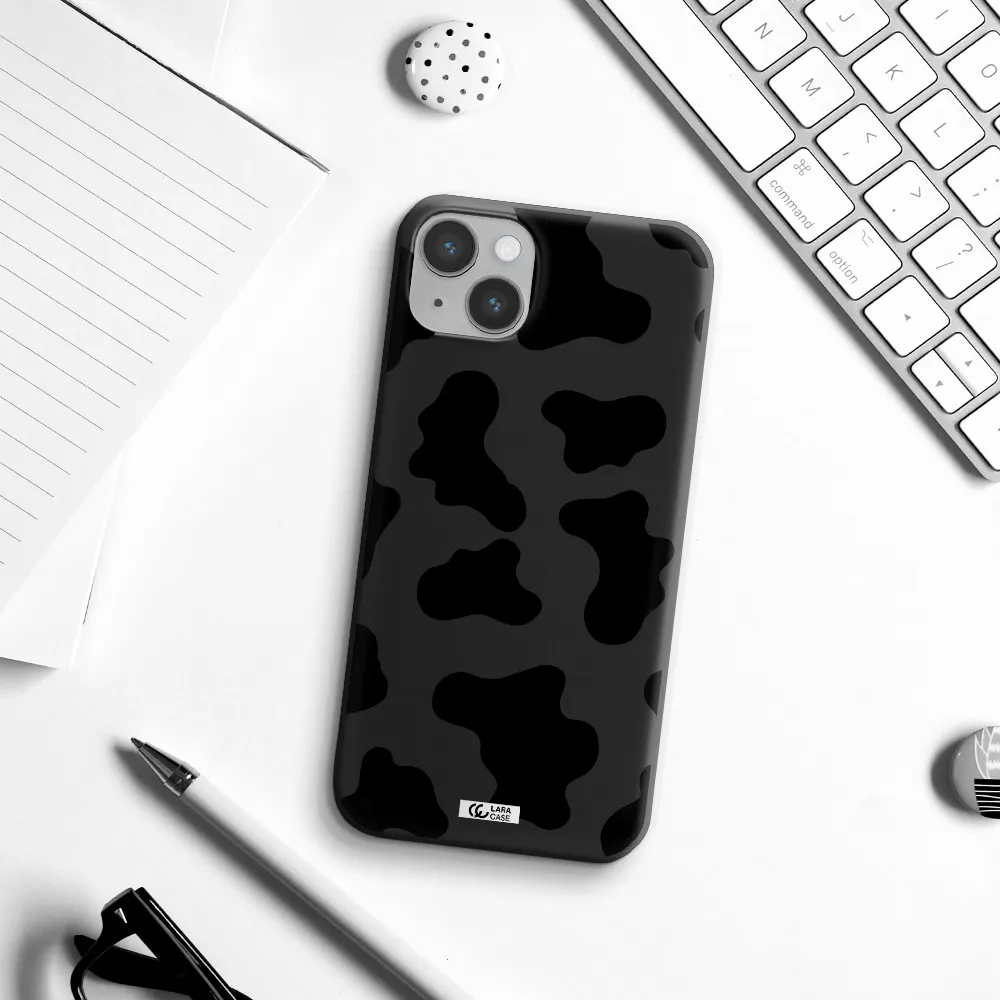 Cow Print Apple iPhone 14 Silicone black Case