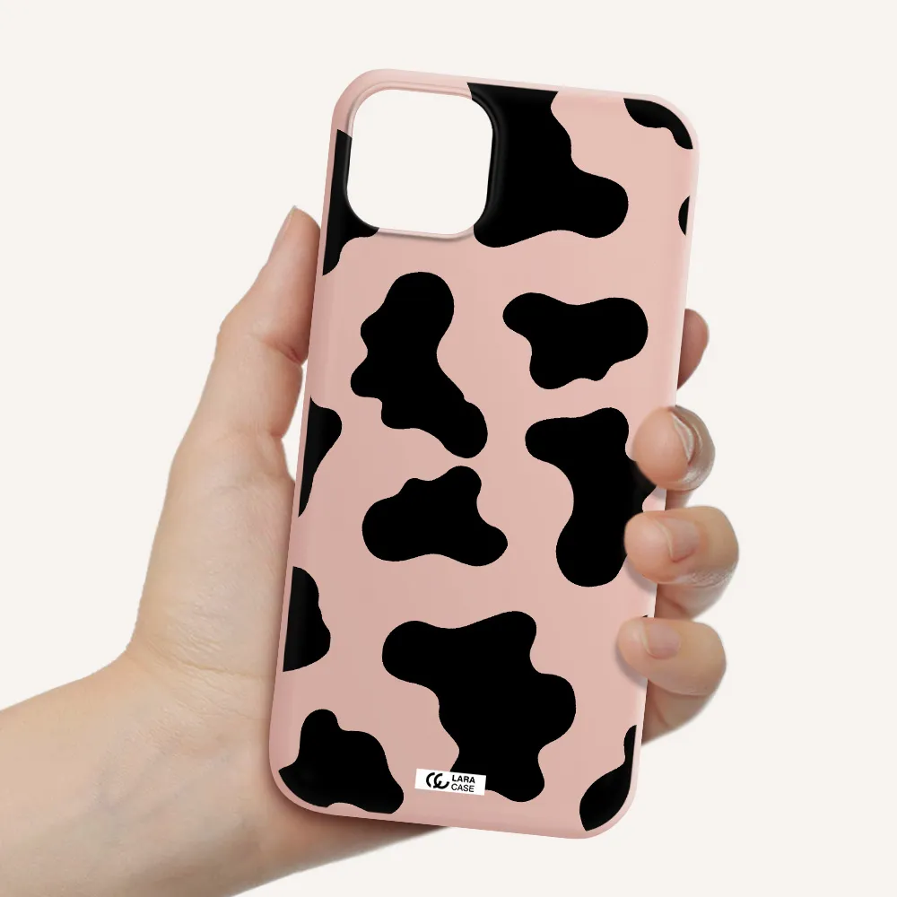 Cow Print Apple iPhone 14 Silicone pastel pink Case