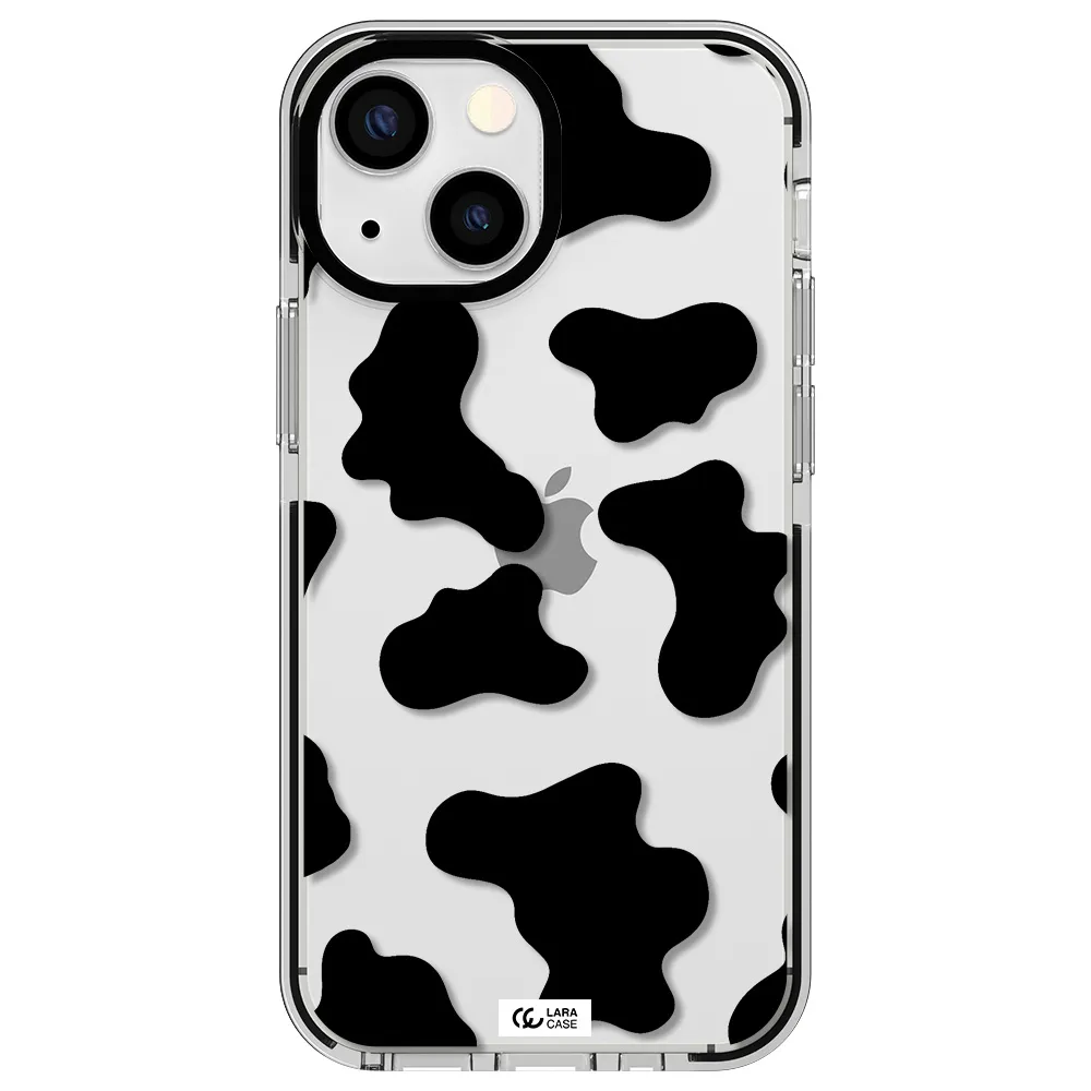 Cow Print Apple iPhone 15 impact black border Case