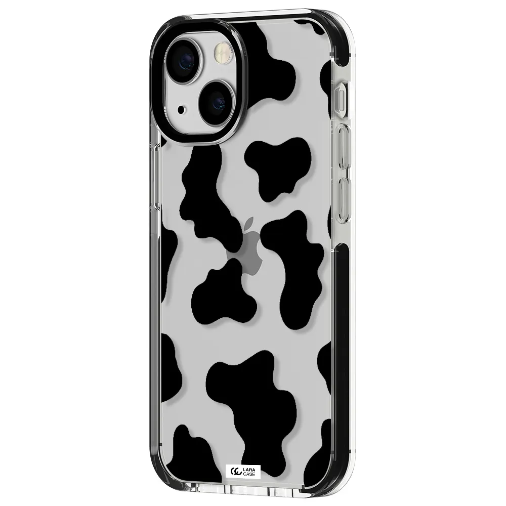 Cow Print Apple iPhone 15 impact black border Case