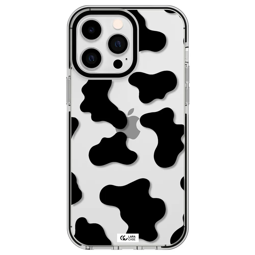 Cow Print Apple iPhone 15 Pro impact black border Case