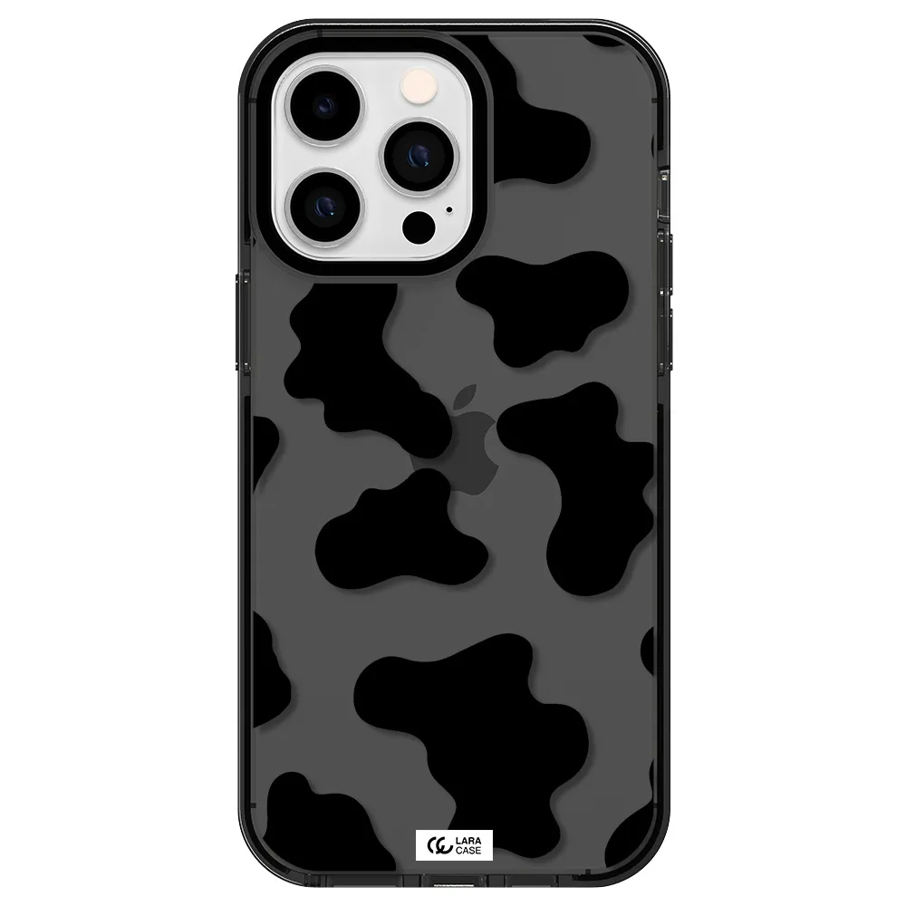 Cow Print Apple iPhone 15 Pro impact Smoke Black Case