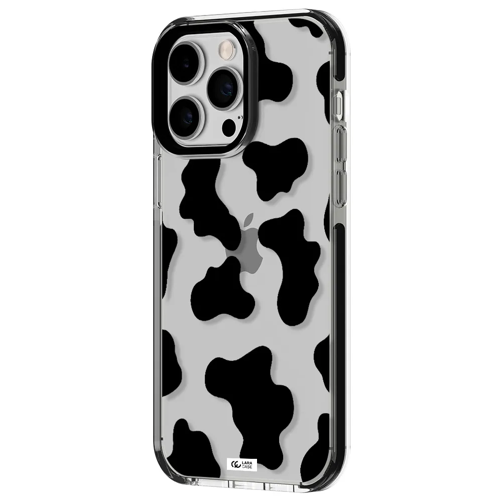 Cow Print Apple iPhone 15 Pro Max impact black border Case