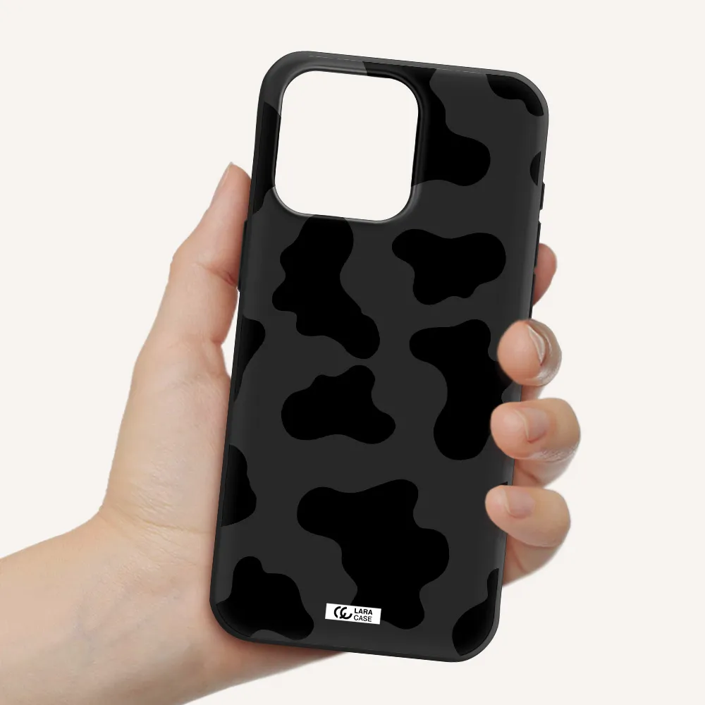 Cow Print Apple Iphone 15 Pro max Silicone black Case