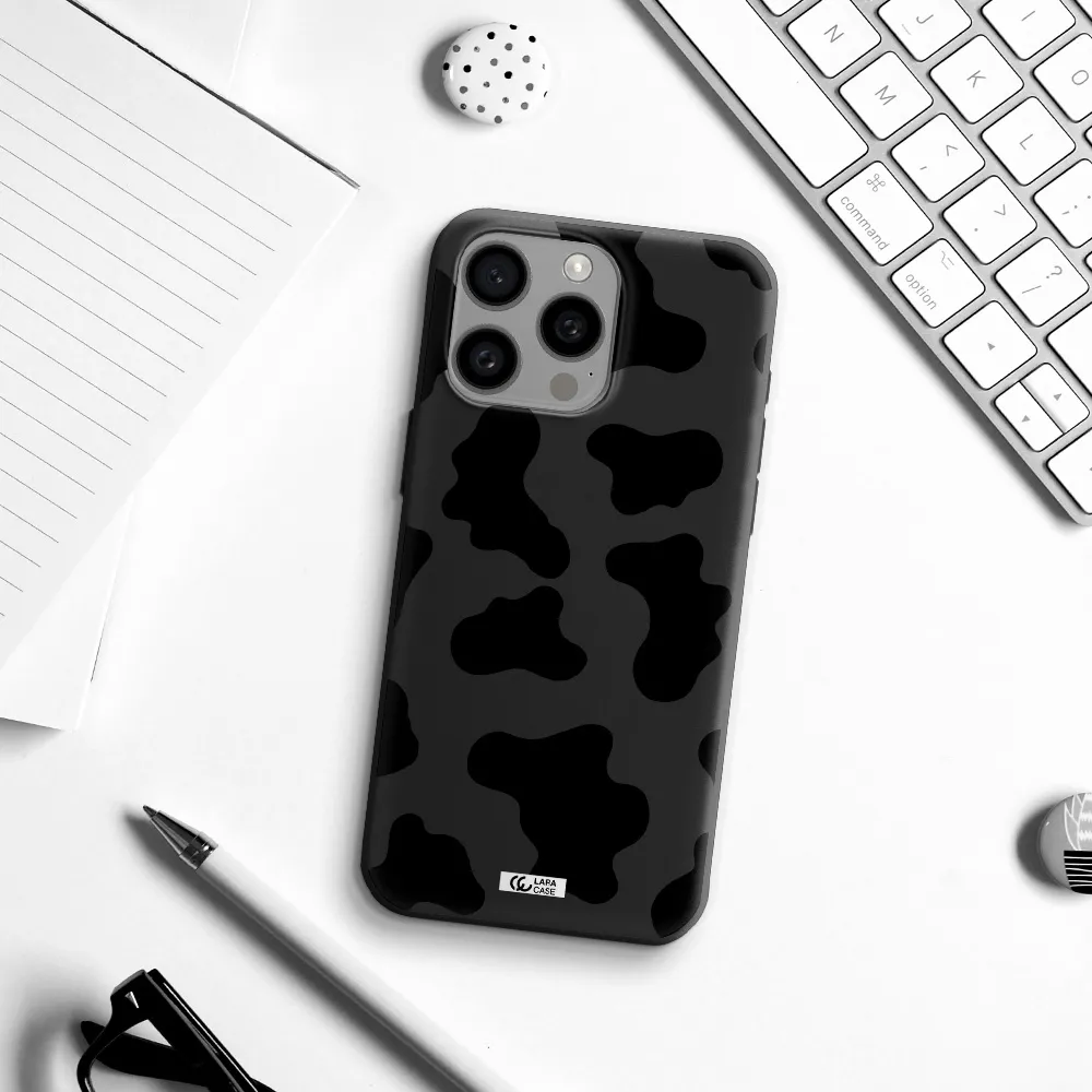 Cow Print Apple Iphone 15 Pro max Silicone black Case