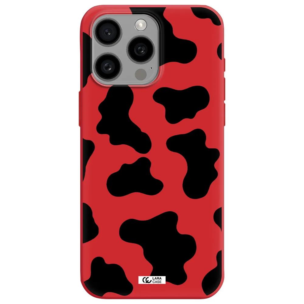 Cow Print Apple Iphone 15 Pro Max Silicone Imperial Red Case