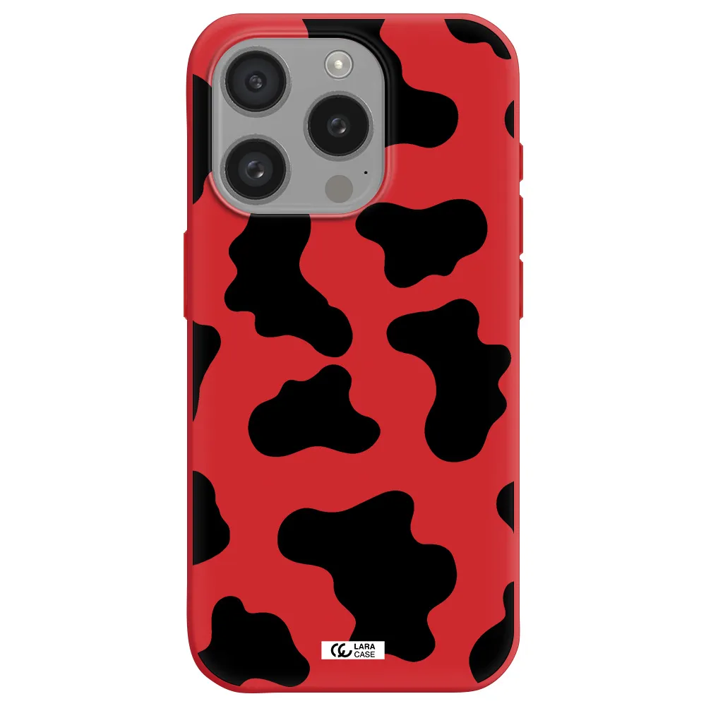 Cow Print Apple Iphone 15 Pro Silicone Imperial Red Case