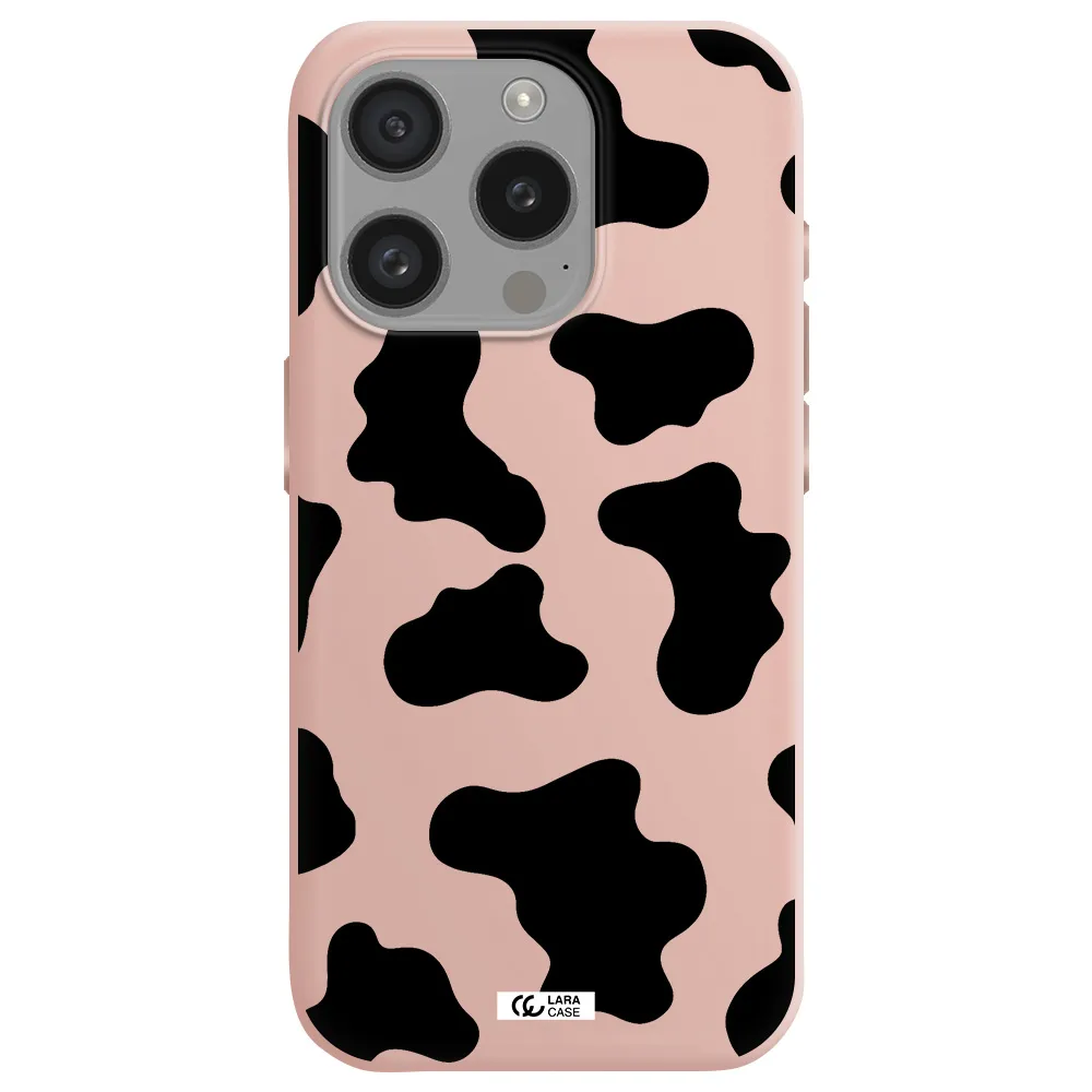 Cow Print Apple Iphone 15 Pro Silicone Pastel Pink Case