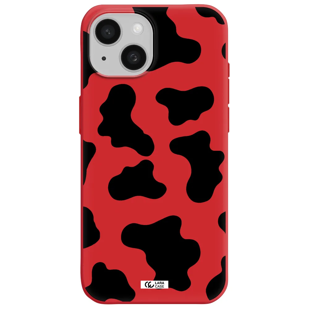 Cow Print Apple Iphone 15 Silicone Imperial Red Case