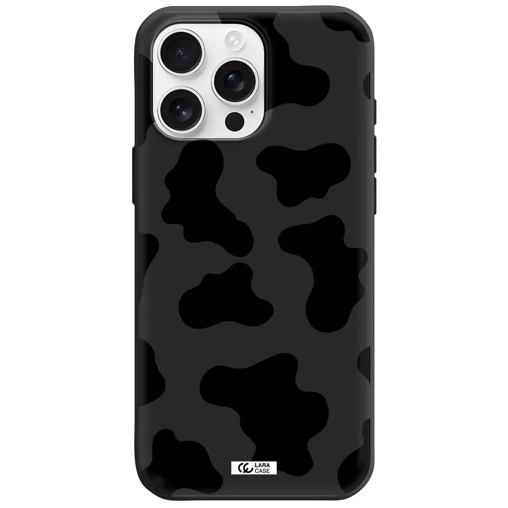 Cow Print Apple Iphone 16 Pro Max Silicone Black Case